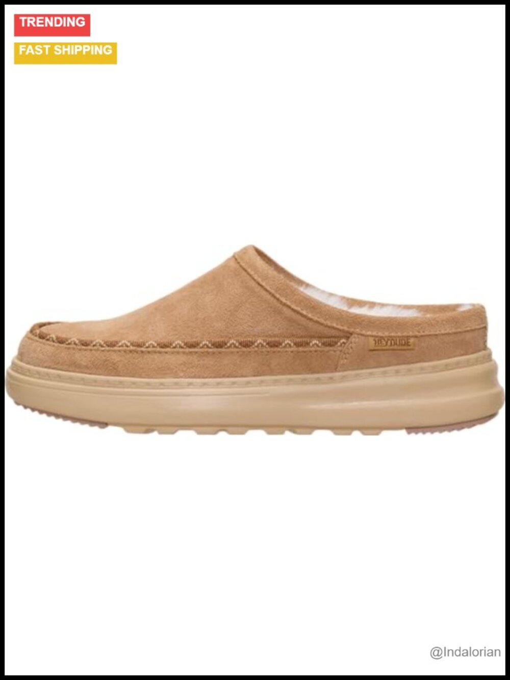 Suede Sherpa Lined Slip-On Clog Cushioned Comfort Casual